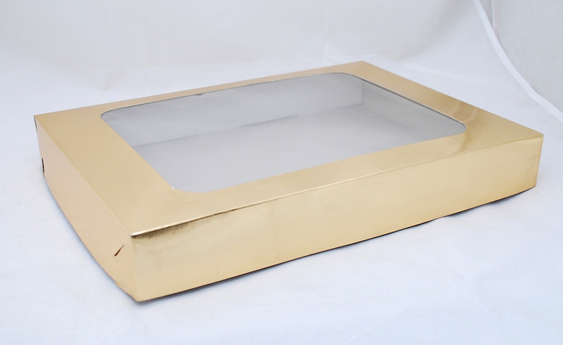 Krabice dárková 382805 s oknem zlatá - 1,5 kg 