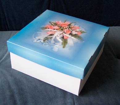 Krabice svatební 2626 motiv Růže na modrém pozadí - POSLEDNÍCH 16 KUSŮ