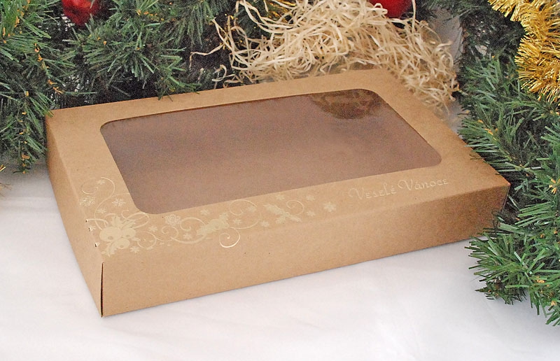 Krabice vánoční 251504 kraftová se zlatou ražbou 1/2kg - POSLEDNÍCH 153 KUSŮ