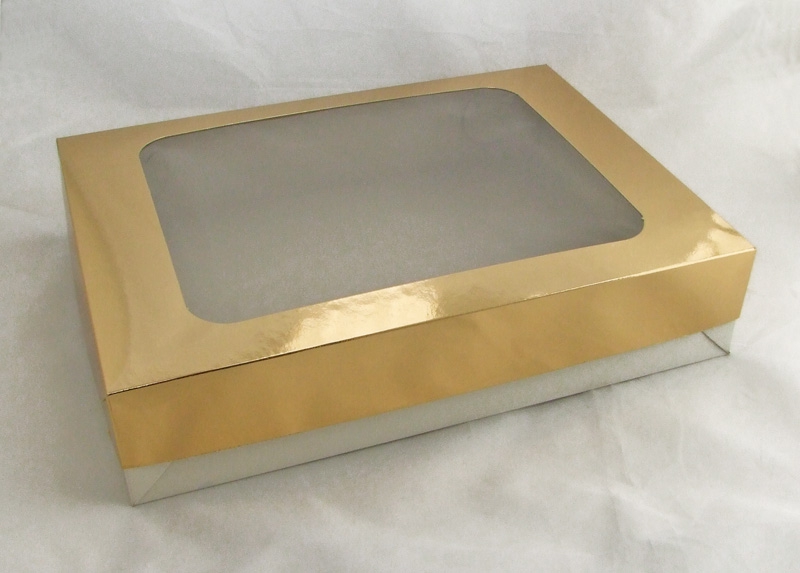 Krabice dárková 382808 s oknem zlatá - 2 kg 