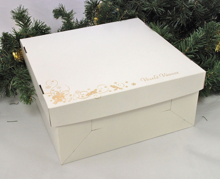 Krabice 2626 bílá se zlatou vánoční ražbou POSLEDNÍCH 33 KUSŮ