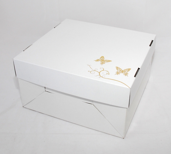 Krabice svatební 2020 bílá se zlatou ražbou Motýlci - POSLEDNÍCH 19 KUSŮ