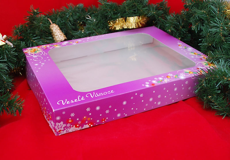 Krabice vánoční 382805 s oknem - fialová - 1,5 kg