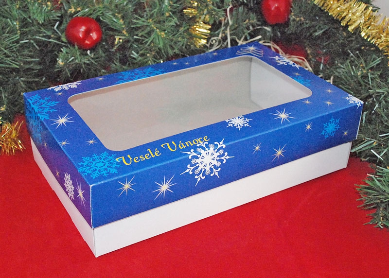 Krabice vánoční 251507 modrá vločka  1kg - DOPRODEJ MOTIVU
