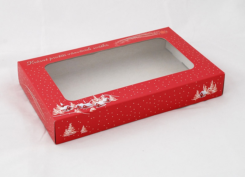 Krabice vánoční 251504 červená Zimní chaloupky 