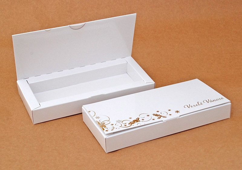 Bonboniérová krabice 2110 Divadelní - bílá s vánoční ražbou ražbou 