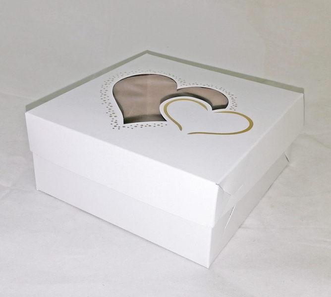Krabička 181808 s oknem srdce a zlatou ražbou