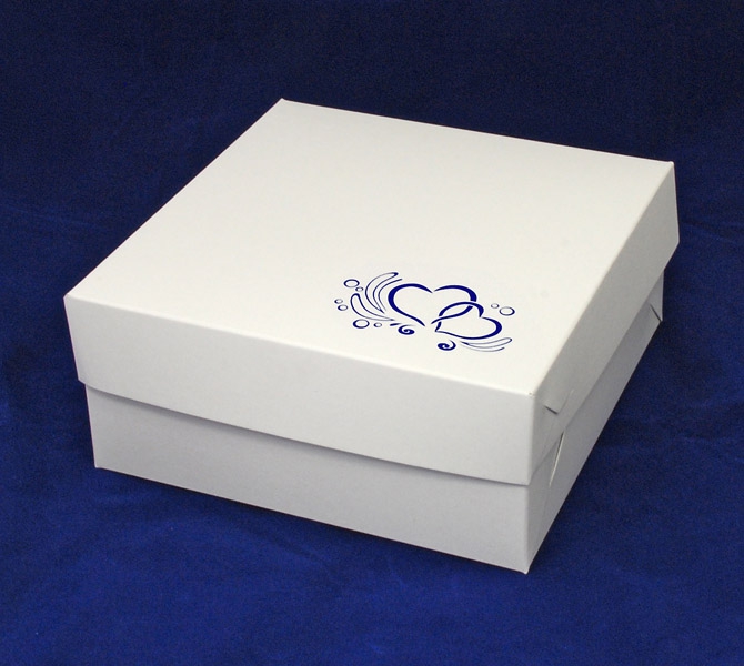 Krabička 181808 s modrou ražbou DVĚ SRDCE 